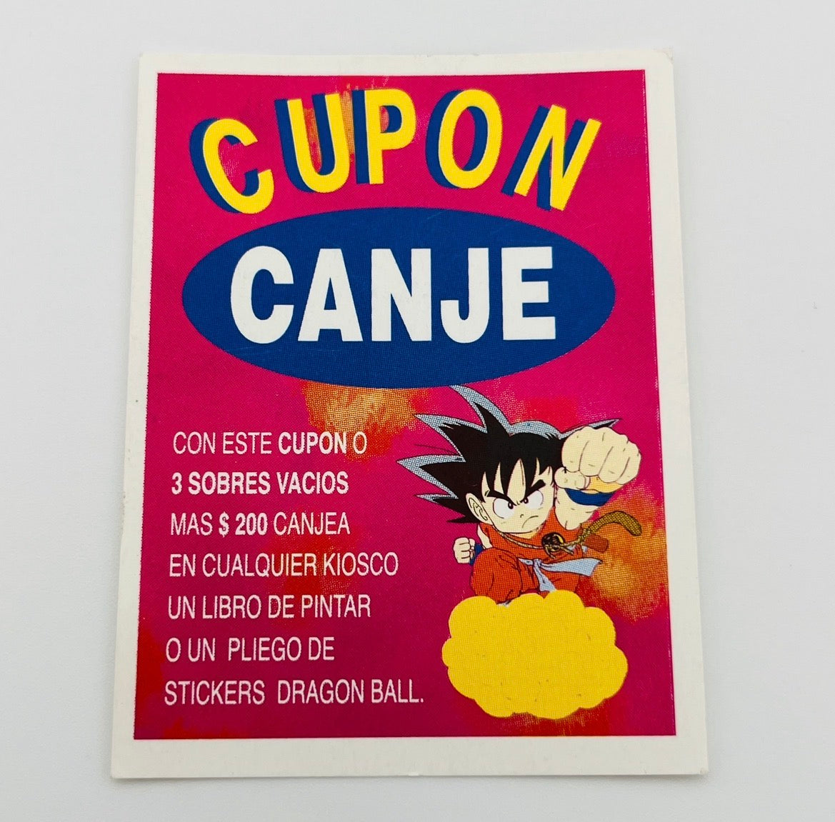 Cupón de canje de Stickers Dragon Ball - 1997
